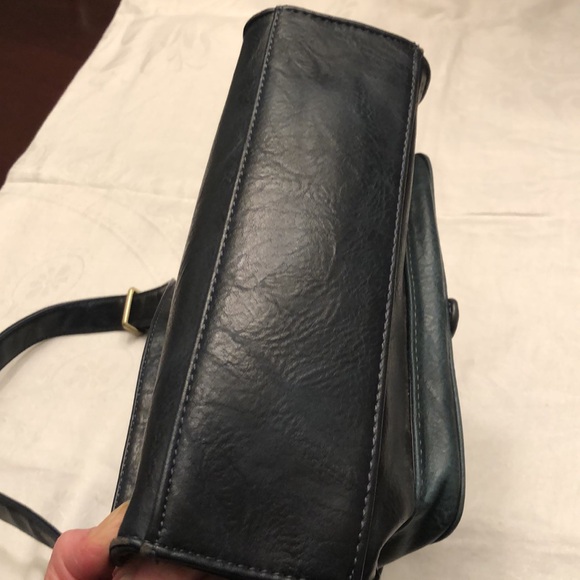 ESPE VEGAN LEATHER CROSSBODY SHOULDER MESSENGER BAG NAVY/DARK TEAL PURSE - #497 - Picture 12 of 16